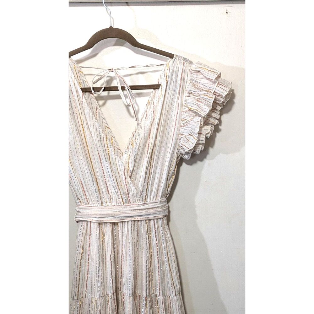 V-Neck Tiered Metallic Summer Dress - ASTR the Label Rhiannon sz. XS